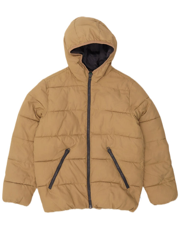 BENETTON Wattierte Jungenjacke mit Kapuze, 11–12 Jahre, 2XL, Beige, Polyester