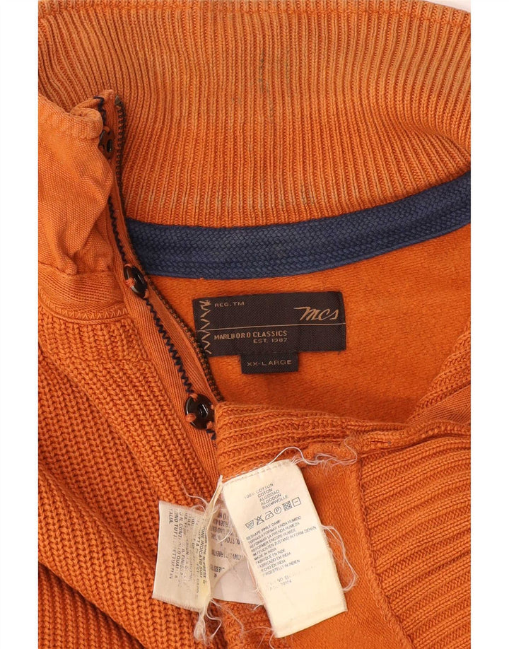 Marlboro Classics Herren-Pullover mit Reißverschluss, 2XL, Orange, Baumwolle