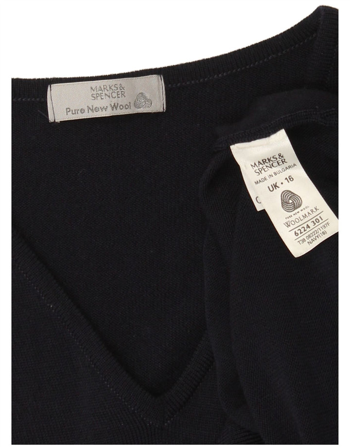Marks & Spencer Damen-Pullover mit V-Ausschnitt, Gr. 40, Marineblau, Wolle