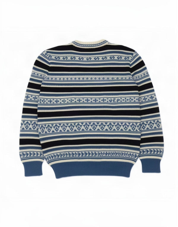 Vintage Herren Rundhalspullover Pullover Small Blue Fair Isle