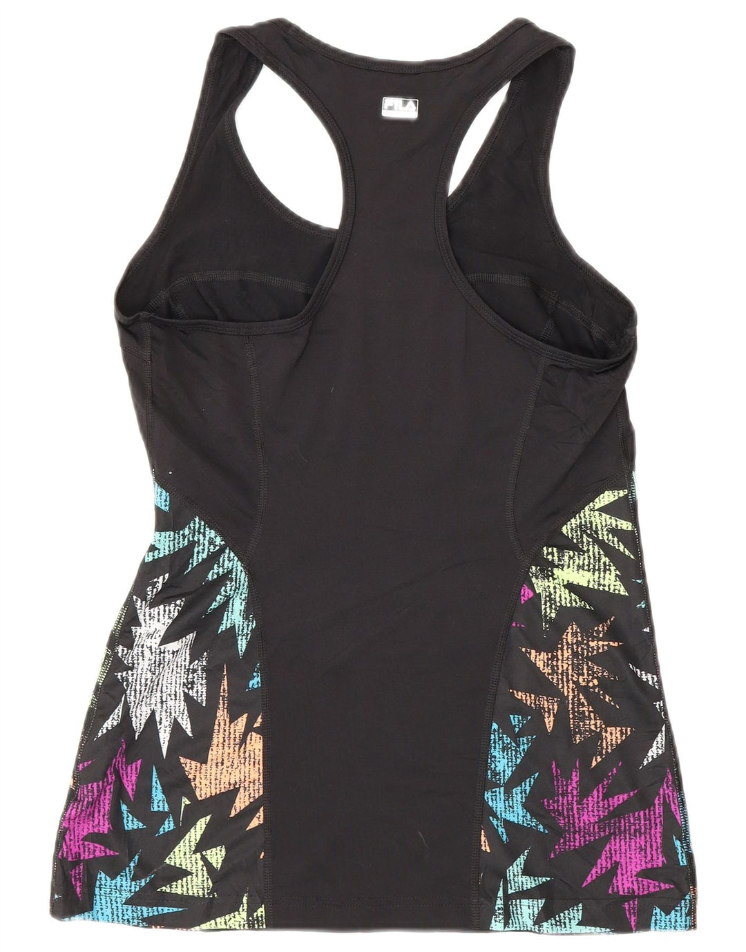 Fila Damen-Trägershirt UK 12 Mittelschwarzes, geblümtes Polyester