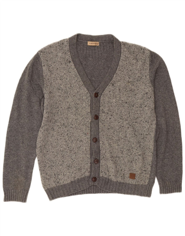 Il Granchio Herren-Strickjacke, IT 50, mittelgrau gefleckte Wolle