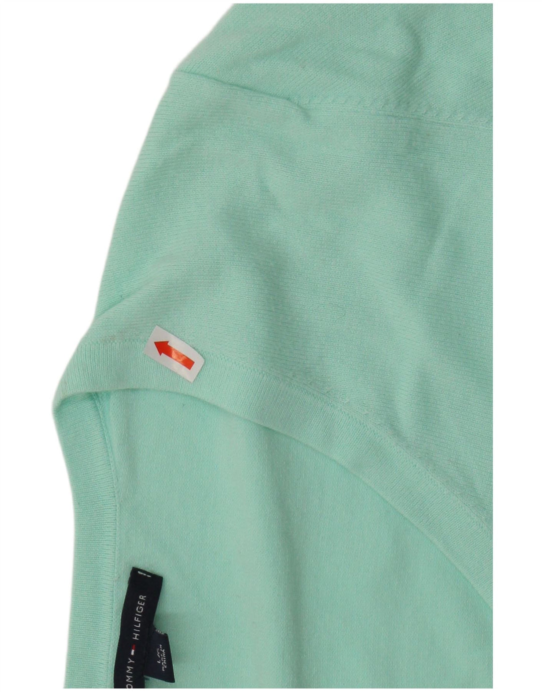 TOMMY HILFIGER Damen-Pullover mit V-Ausschnitt, UK 14, große türkisfarbene Baumwolle