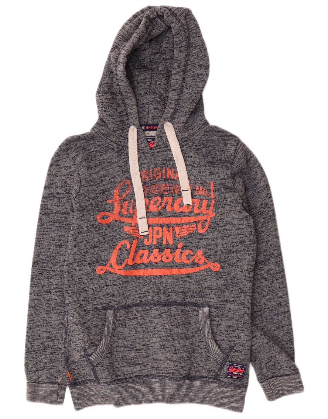 SUPERDRY Damen-Pullover mit übergroßem grafischem Kapuzenpullover, Gr. 6, XS, Grau meliert