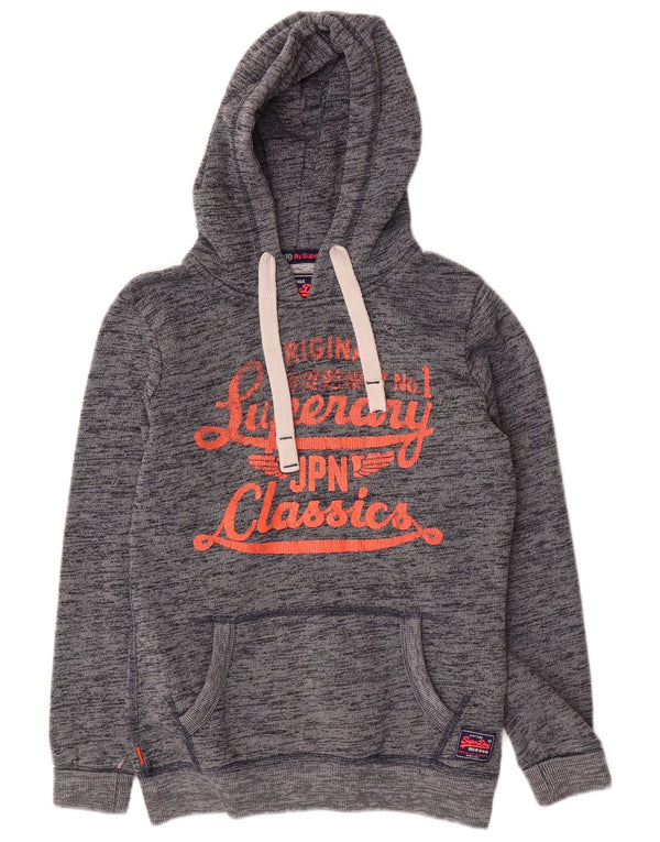 SUPERDRY Damen-Pullover mit übergroßem grafischem Kapuzenpullover, Gr. 6, XS, Grau meliert