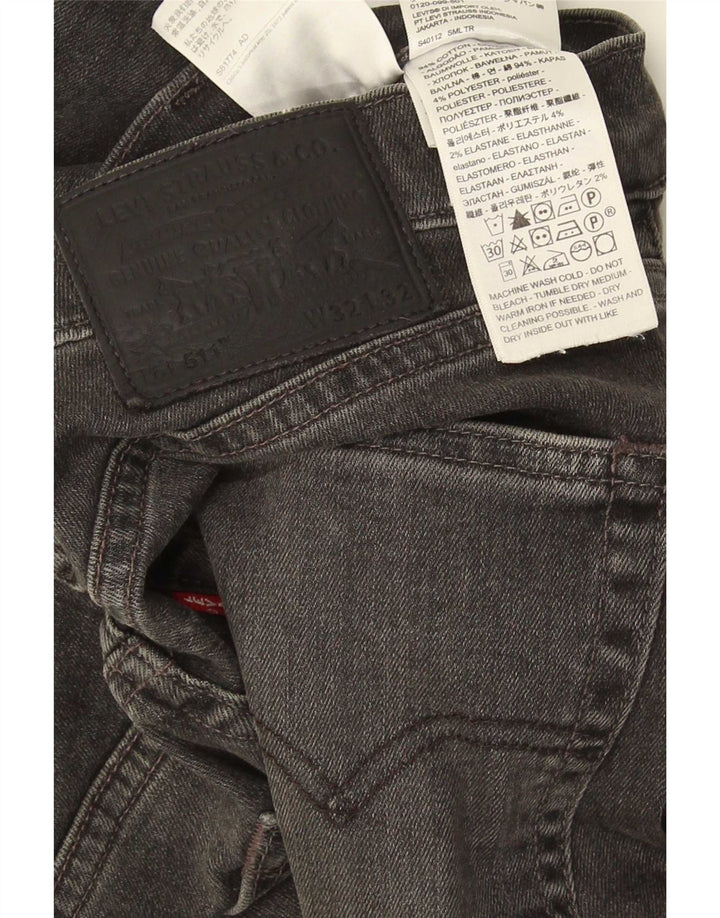 Levi's Herren 511 Slim Jeans W32 L32 schwarze Baumwolle