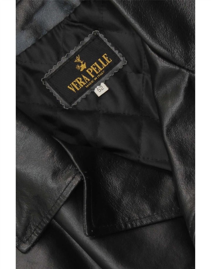 Vintage Herren Lederjacke IT 52 XL Schwarzes Leder