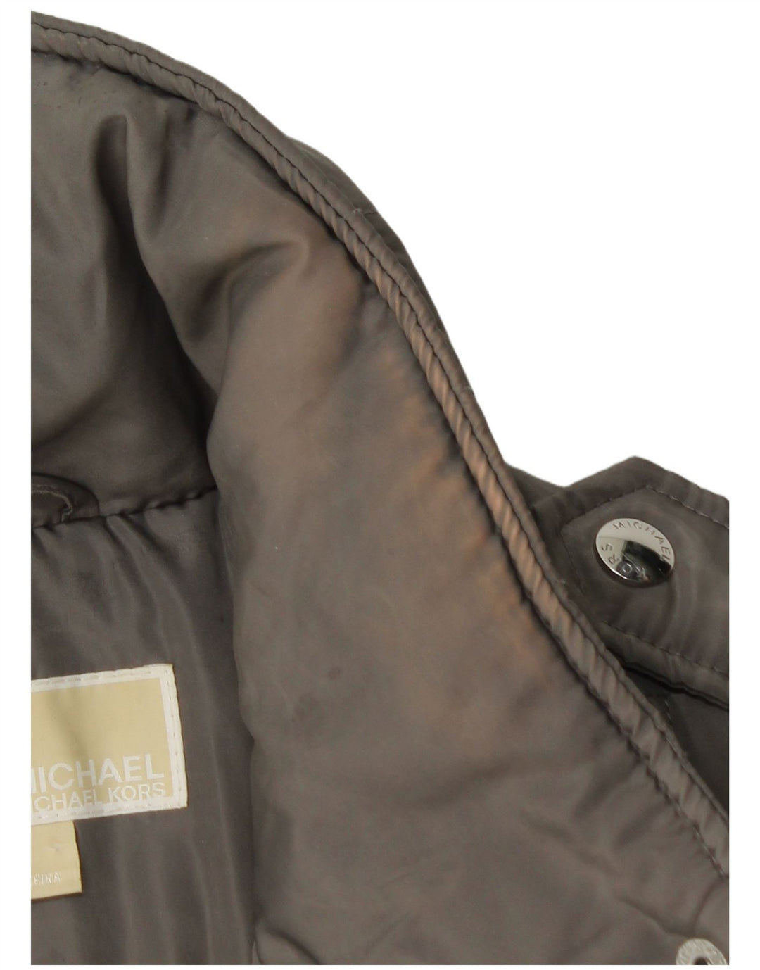 MICHAEL KORS Damen-Militär-Wattierungsjacke mit Kapuze, UK 14, Mittelgrau