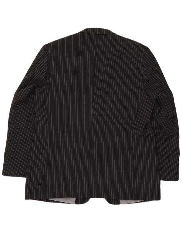 Kartel Herren-Blazer mit 2 Knöpfen, UK 48 4XL, schwarzes Nadelstreifen-Polyester