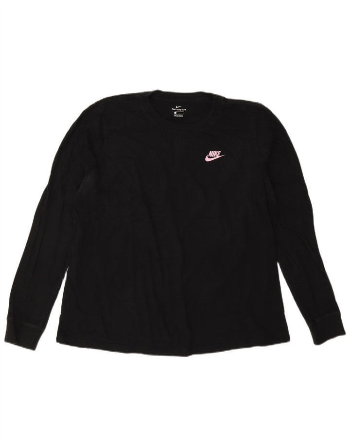 NIKE Damen Top Langarm UK 16 Large Schwarz Baumwolle
