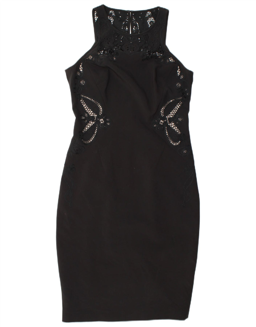 KAREN MILLEN Ärmelloses, figurbetontes Damenkleid UK 12 Mittelschwarzes Polyester