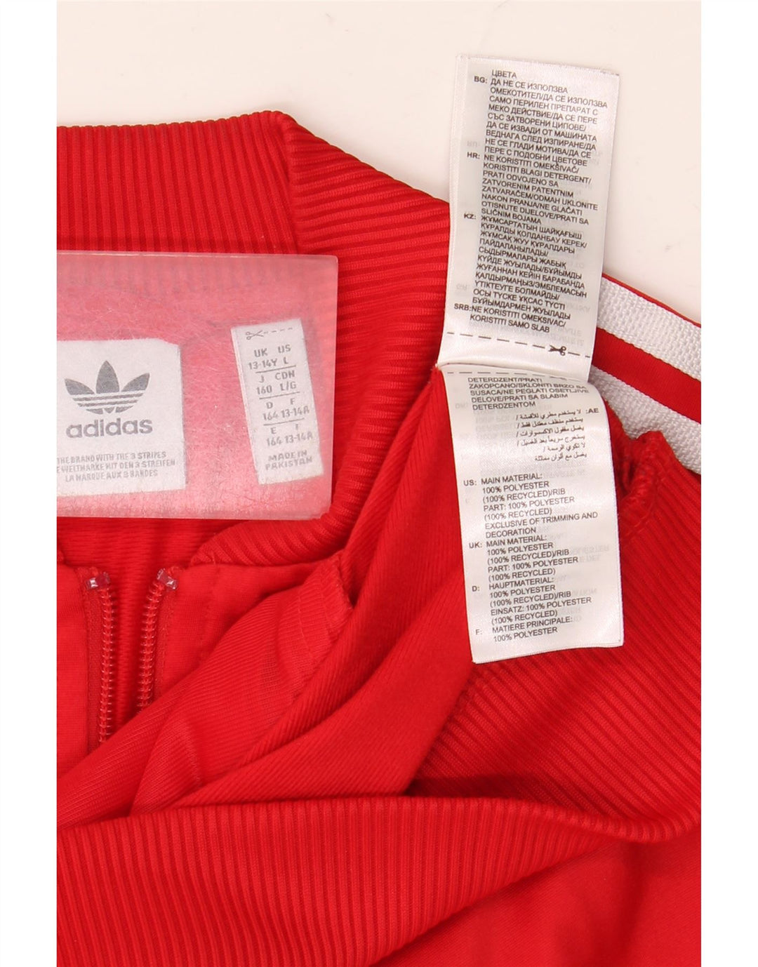 ADIDAS Jungen-Trainingsanzug-Top-Jacke, 13–14 Jahre, rotes Polyester