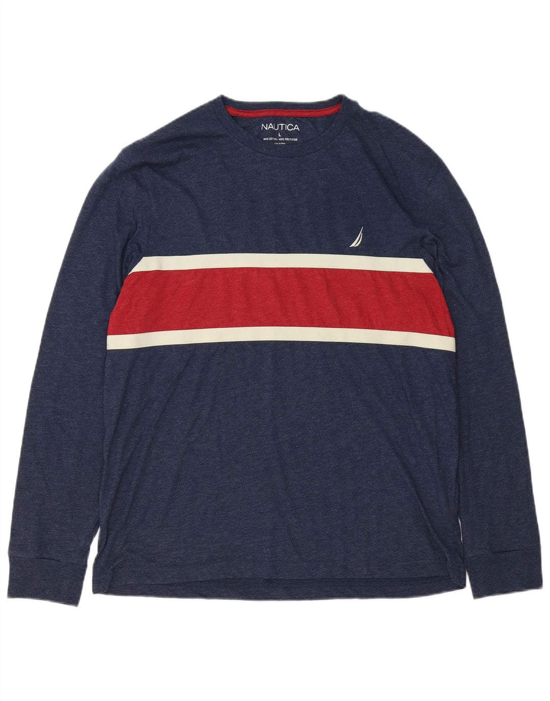 Nautica Herren-Oberteil, langärmelig, groß, marineblau, Colourblock-Baumwolle