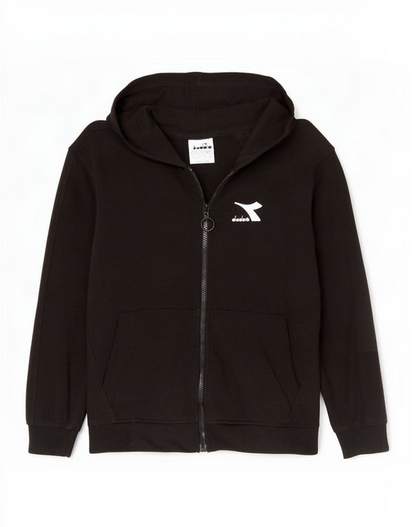 Diadora Kapuzenpullover mit Reißverschluss für Jungen, 9–10 Jahre, groß, schwarze Baumwolle