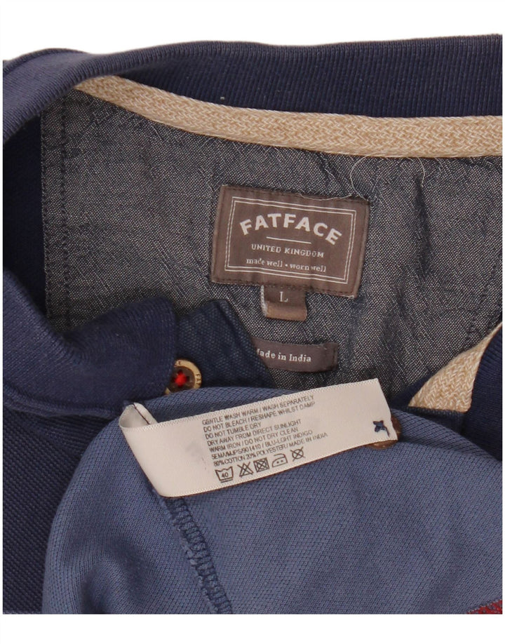 Fat Face Herren-Poloshirt, groß, blau gestreift, Baumwolle
