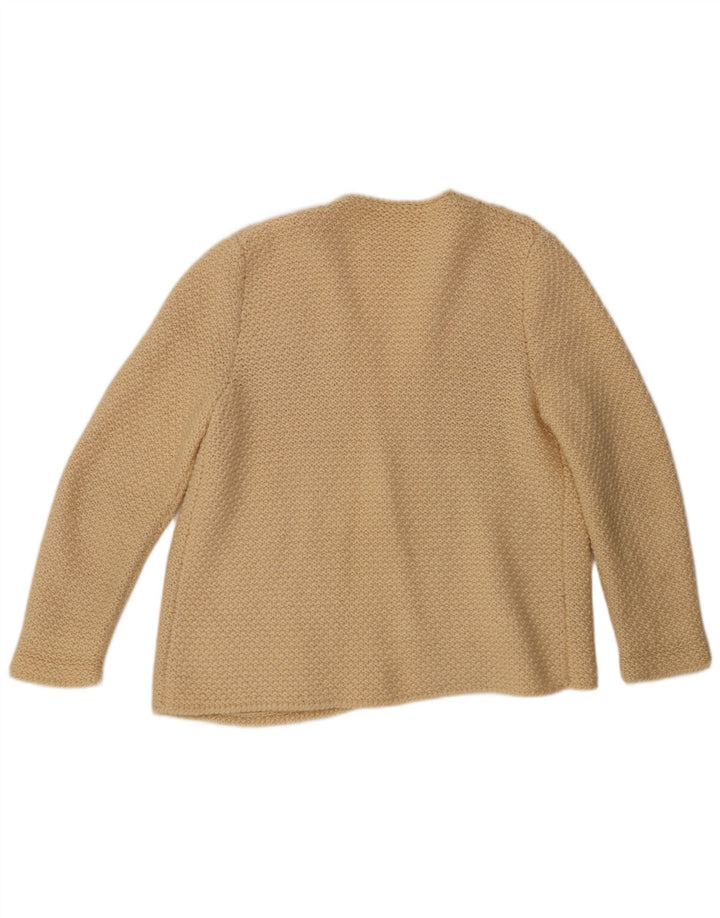 Vintage Damen Offener Cardigan Pullover UK 16 Groß Beige