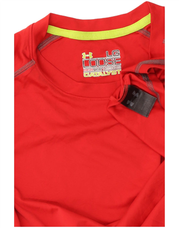 UNDER ARMOUR Herren Heat Gear T-Shirt Top Large Rot Polyester
