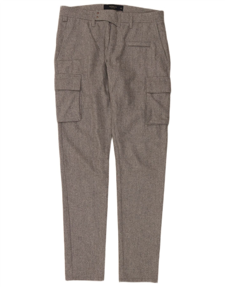 SIVIGLIA Herren Slim Cargohose W33 L36 Graue Wolle