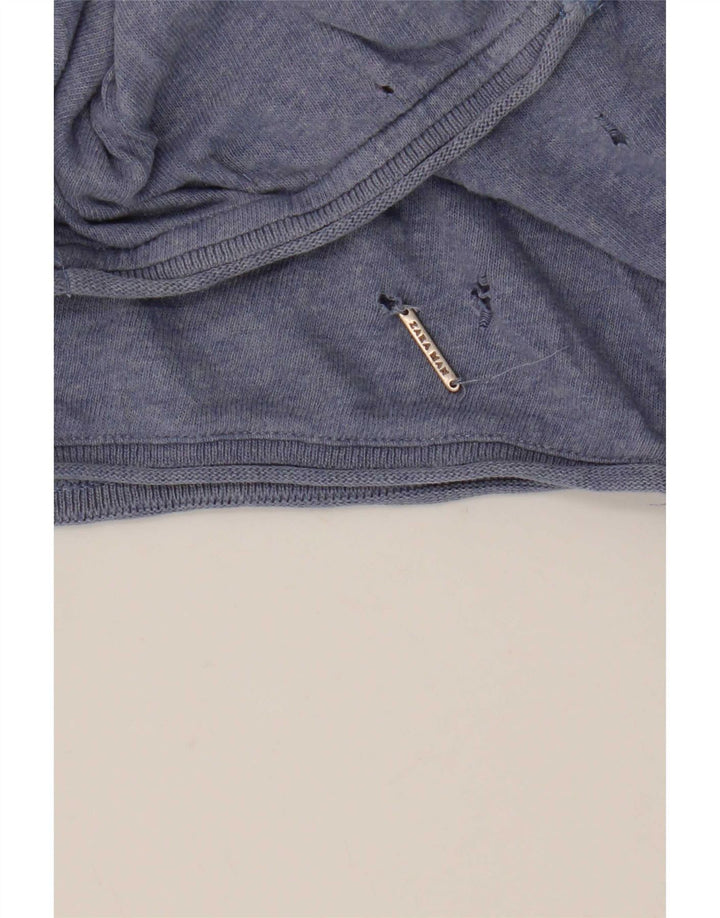 Zara Damen Top Langarm UK 14 Mittelblau