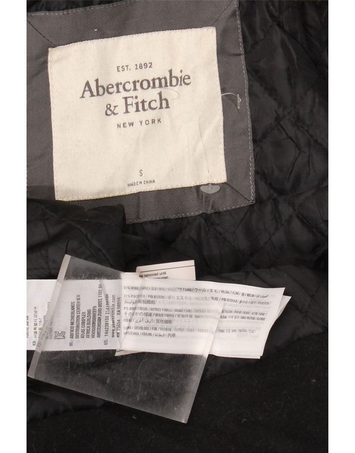 Abercrombie & Fitch Damen-Dufflecoat mit Kapuze, UK 10, Größe S, schwarze Wolle