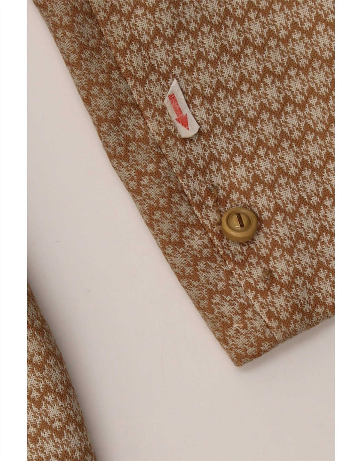 Vintage Damen Mantel UK 10 Small Beige Geometrisch