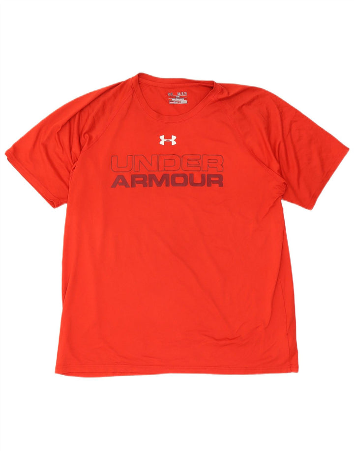 Under Armour Herren Heat Gear Grafik-T-Shirt-Oberteil, großes rotes Polyester