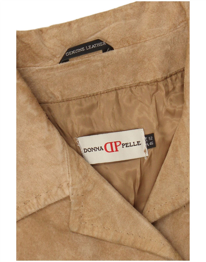 Donna Pelle Damen Wildlederjacke IT 52 2XL Beige Leder
