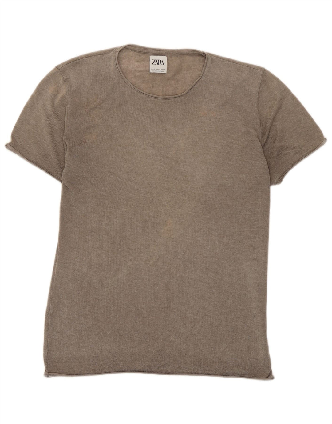 Zara Damen T-Shirt Top UK 10 Small Braun