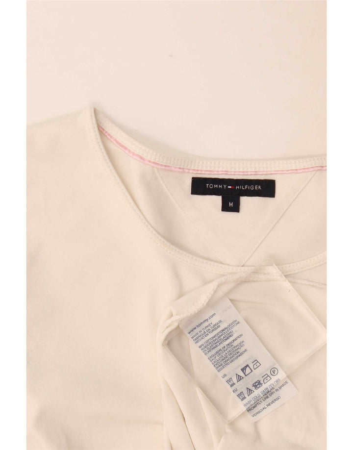 Tommy Hilfiger Damen Top Langarm UK 12 Mittelweiße Baumwolle