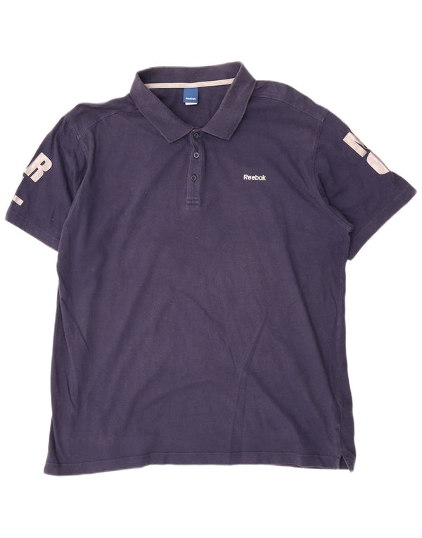 Reebok Herren Grafik-Poloshirt UK 58/60 2XL Marineblau Baumwolle