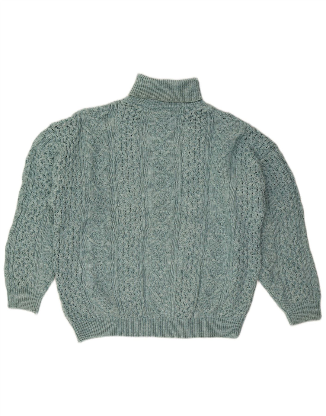 VINTAGE Damen Übergroßer Rollkragenpullover Pullover UK 18 XL Blaue Wolle