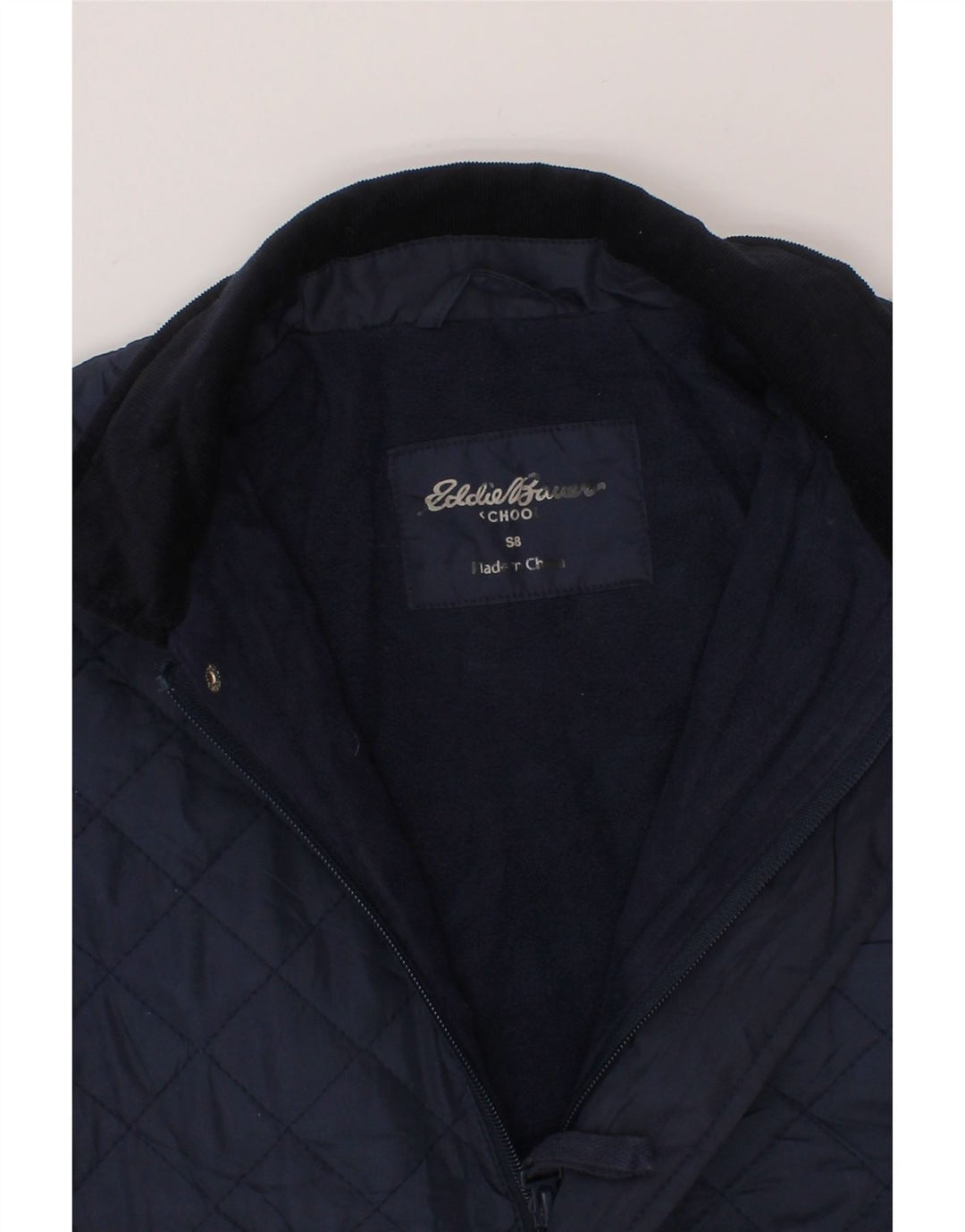 EDDIE BAUER Boys Quilted Jacket 7-8 Years Small Navy Blue Polyester Vintage Eddie Bauer and Second-Hand Eddie Bauer from Messina Hembry 