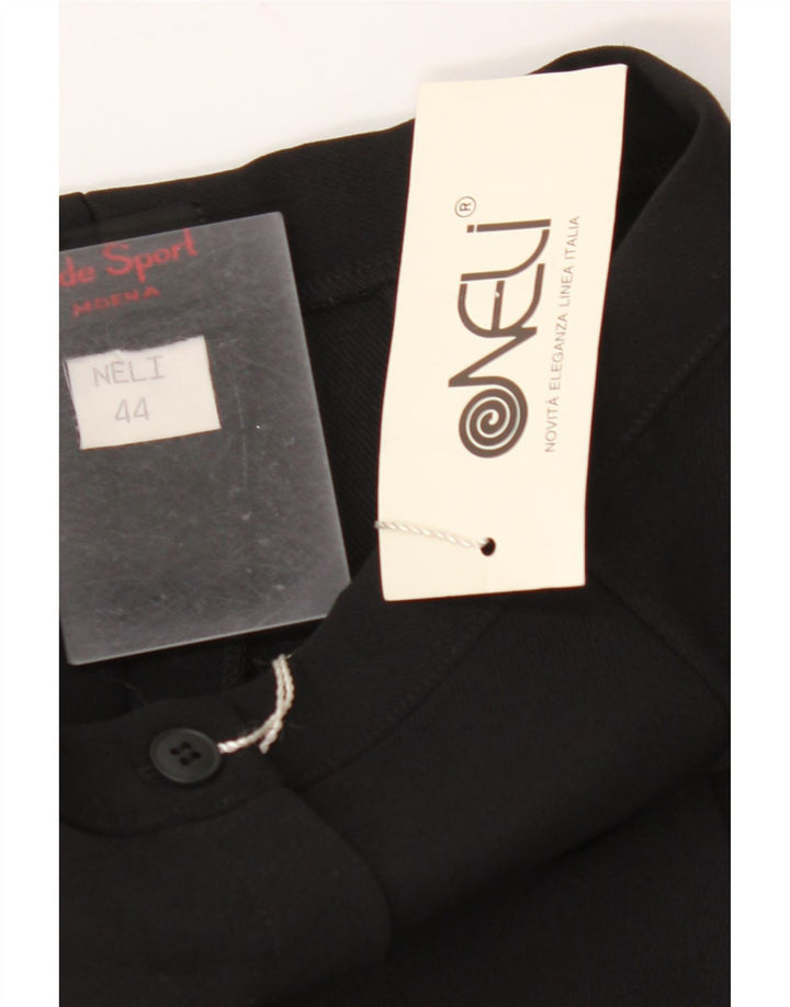 VINTAGE Damen Anzughose mit hoher Taille IT 44 Medium W26 L35 Schwarz