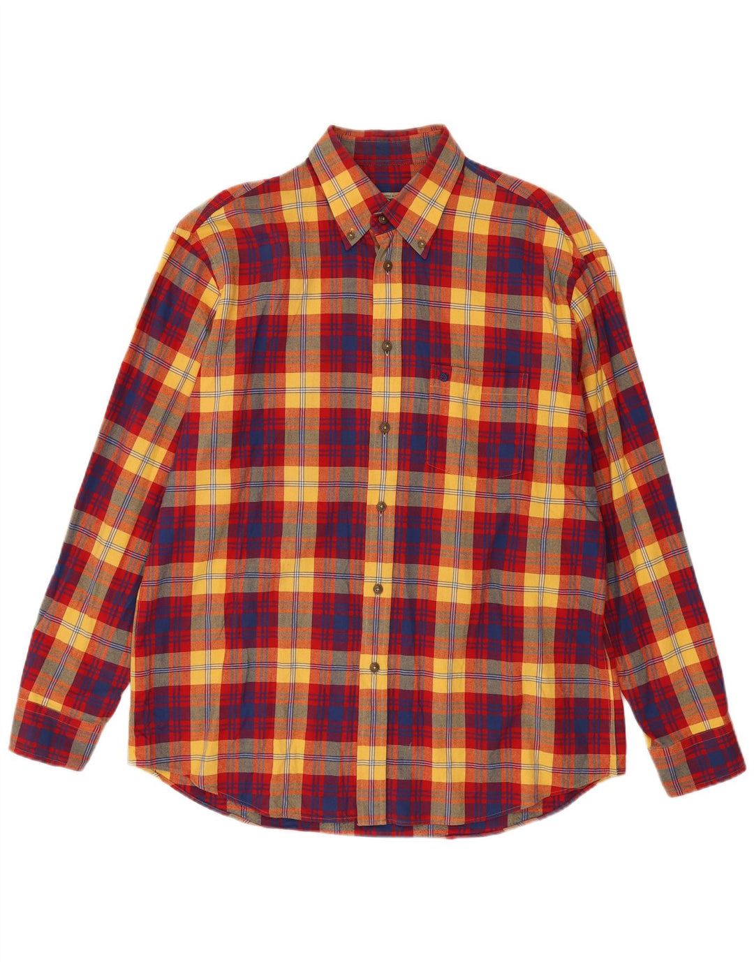 Einhorn Herren-Flanellhemd, Größe 41/42, groß, rot kariert, Baumwolle