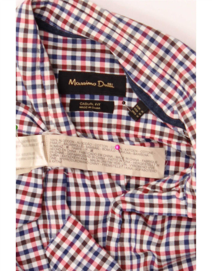 Massimo Dutti Mens Casual Fit Shirt Medium Mehrfarbige Gingham-Baumwolle