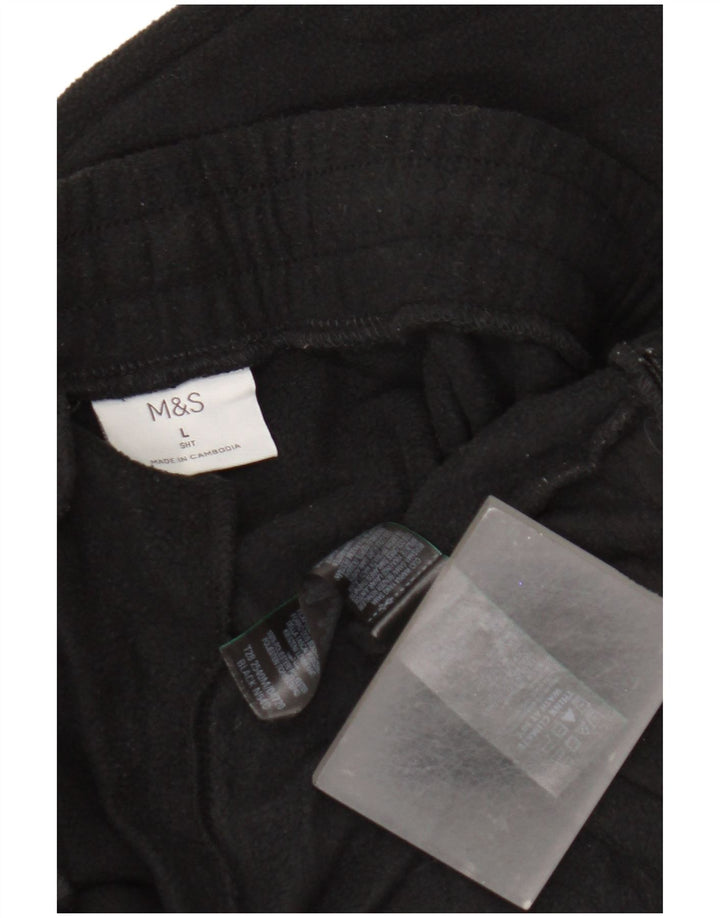 Marks & Spencer Herren Fleece-Trainingshose, Größe L, Schwarz, Polyester