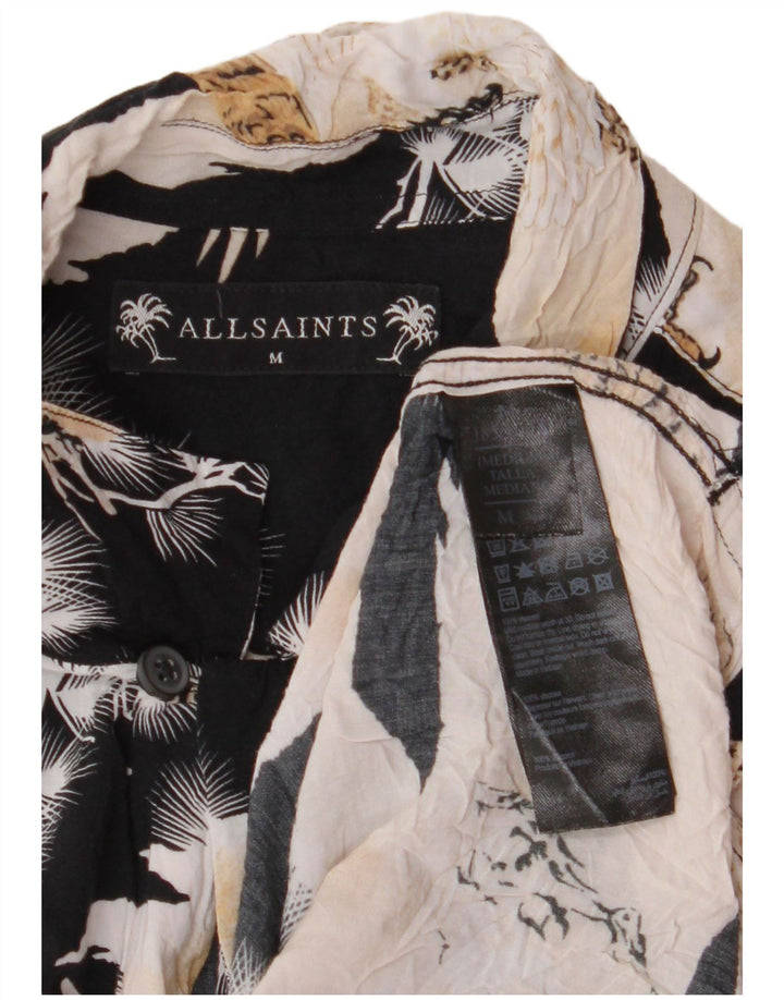 All Saints Mens Graphic Shirt Medium Multicoloured Colourblock Viscose