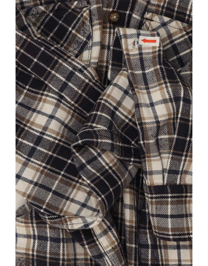 Vintage Herren Flanellhemd XL Marineblau kariert Baumwolle