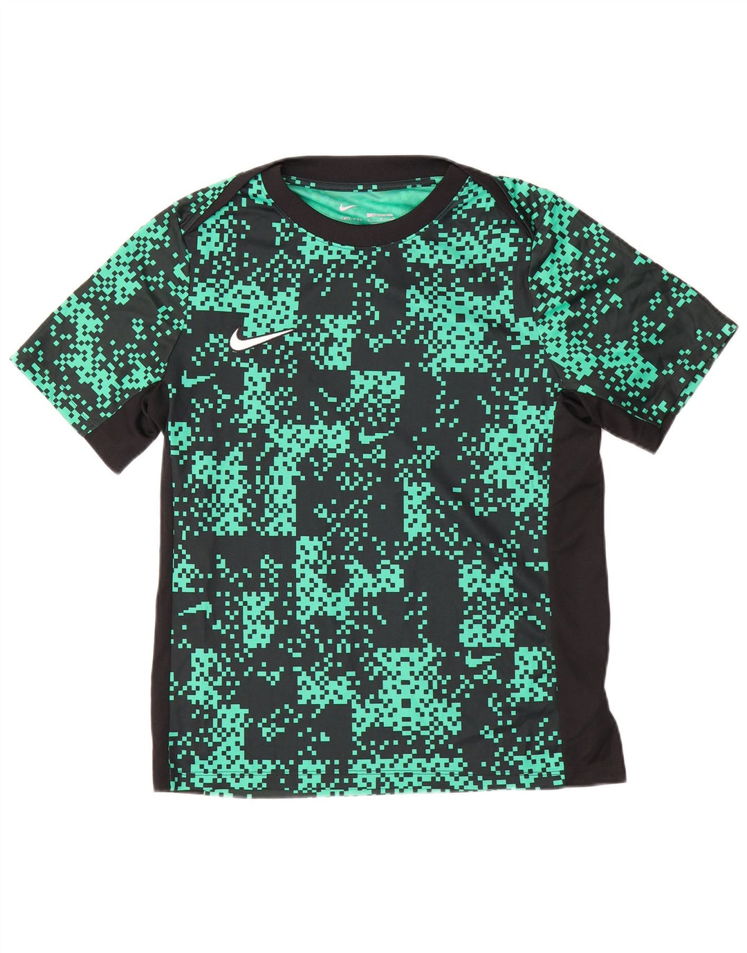 Nike Herren Dri Fit Abstraktes Muster Slim T-Shirt Top Mittelgrünes Polyester