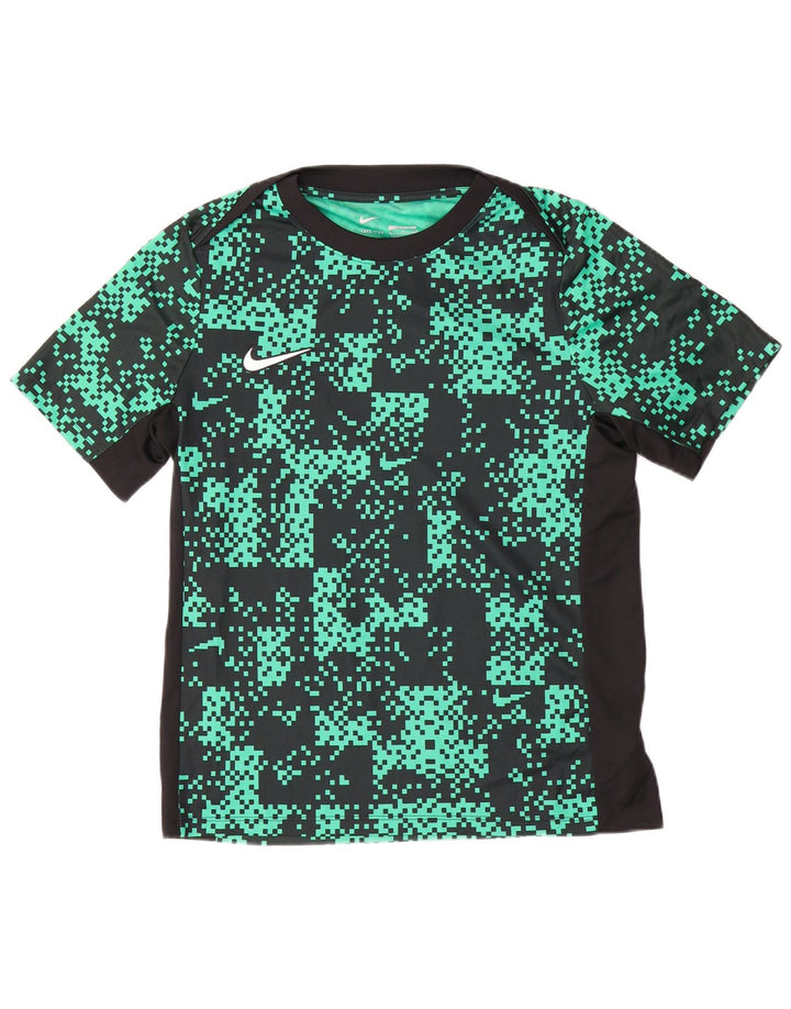 Nike Herren Dri Fit Abstraktes Muster Slim T-Shirt Top Mittelgrünes Polyester