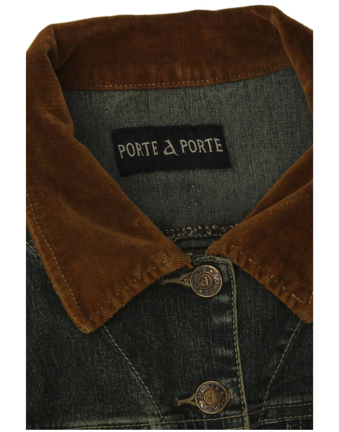 Vintage Damen Jeansjacke UK 12 Mittelblaue Colourblock-Baumwolle