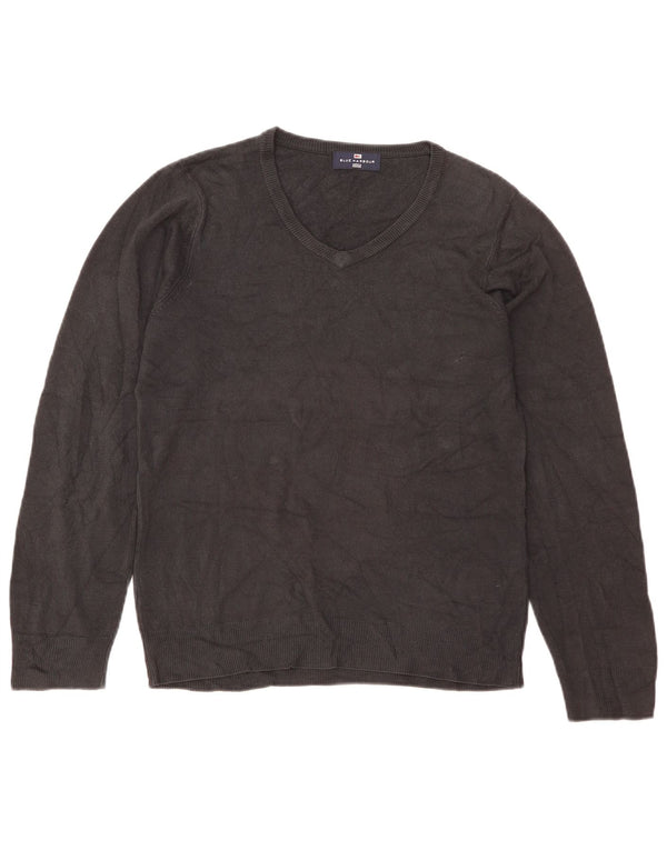 Marks & Spencer Mens Blue Harbour V-Neck Jumper Sweater Small Grey Acrylic