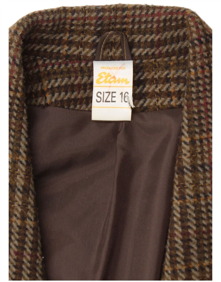 ETAM Damen-Zweireiher-Blazerjacke, US 16 2XL, braun kariertes Acryl