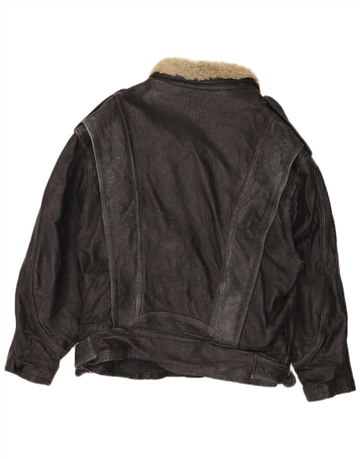 Clout Herren Leder Bikerjacke UK 42 XL Schwarzes Leder