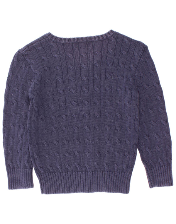 Polo Ralph Lauren Jungen-Pullover mit U-Boot-Ausschnitt, 5–6 Jahre, marineblaue Baumwolle