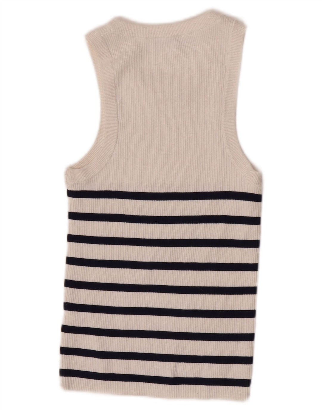 Zara Damen Crop Vest Top UK 12 Mittelweiß gestreifte Viskose