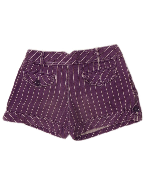 Zara Damen Trafaluc Cargo Shorts EU 36 XS W26 Lila gestreift Baumwolle