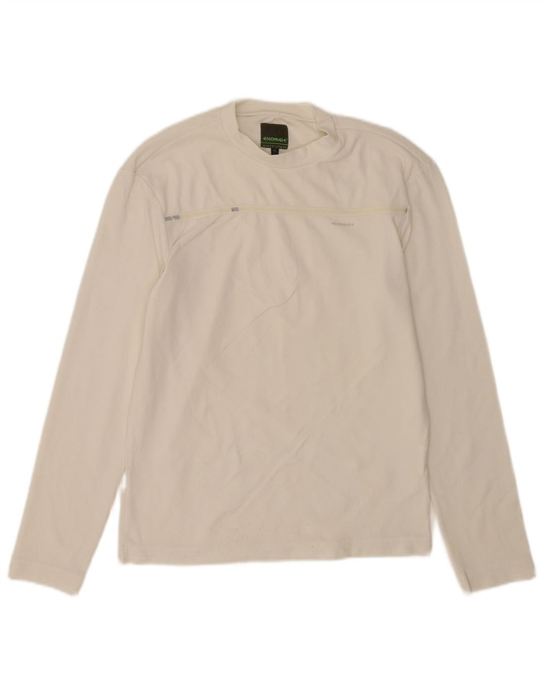 Energie Damen Top Langarm UK 12 Medium Weiß Polyamid