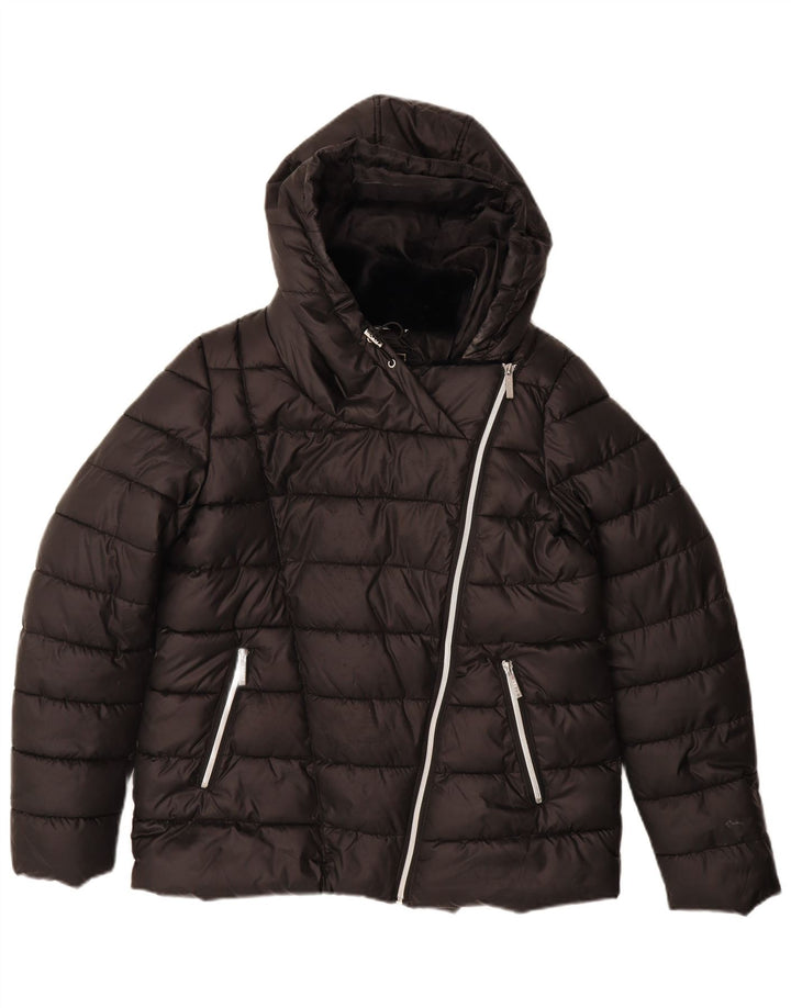 LIPSY Wattierte Damenjacke mit Kapuze, UK 12, Mittelschwarz, Polyester