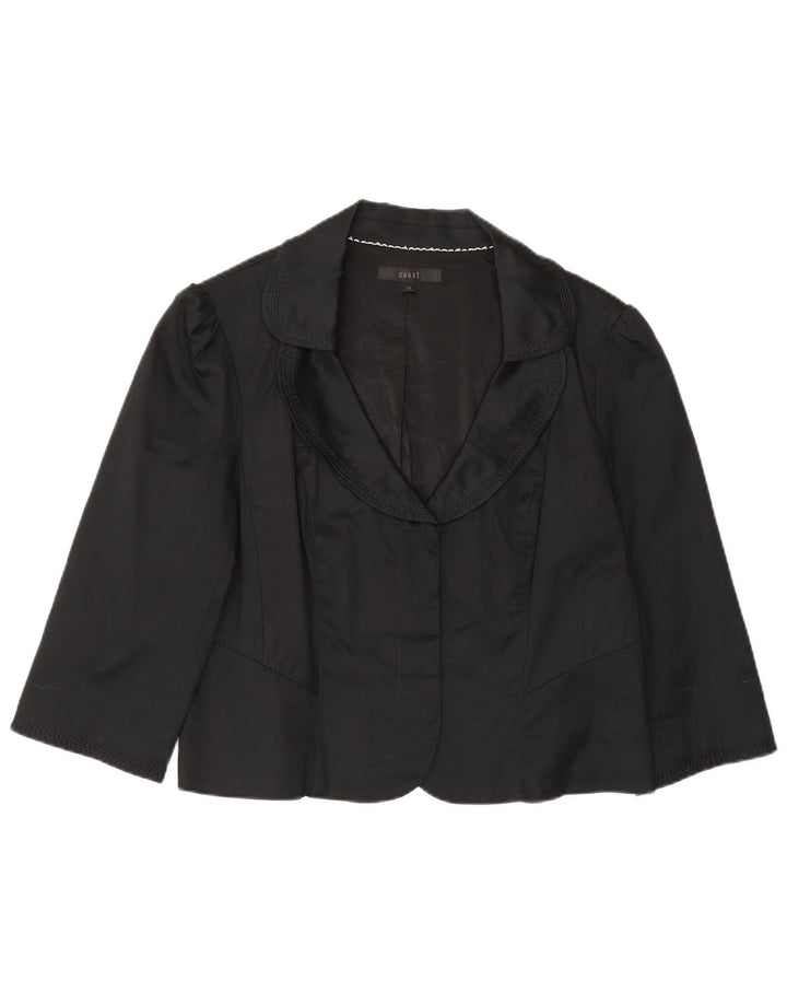 Coast Damen-Blazer mit 3/4-Ärmeln, offenem Schnitt, Gr. 40, Größe L, Schwarz, Baumwolle